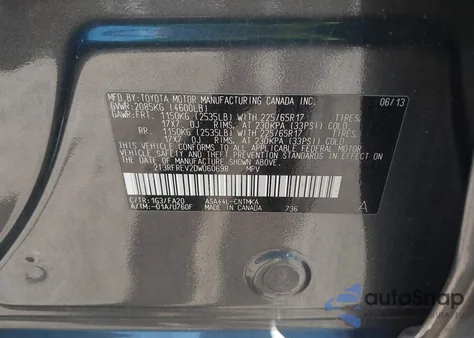 2013 Toyota Rav4 Xle from USA, damaged, VIN 2T3RFREV2DW060698